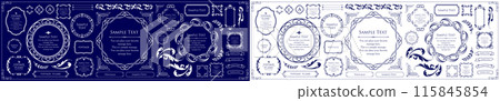 gold frame design. Antique or vintage style decoration. Heading and border design set gold frame design. Antique or vintage style decoration. Heading and border design set 115845854
