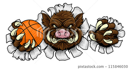 Boar Wild Hog Razorback Warthog Basketball Mascot Boar Wild Hog Razorback Warthog Basketball Mascot 115846030