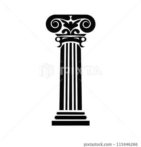 Black silhouette of a pillar on white background. Black silhouette of a pillar on white background. 115846266