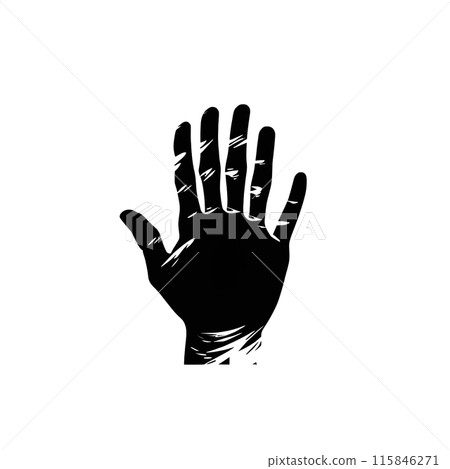 Black silhouette of a palm of the hand on white background. Black silhouette of a palm of the hand on white background. 115846271