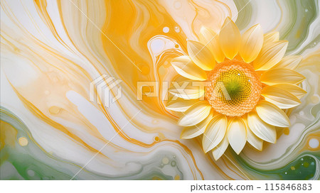 Sunflower-inspired background with white space AI-generated image (Adobe Firefly) 115846883