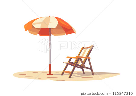 Summer travel. Umbrella and chair beach. Flat design Vector illustration Summer travel. Umbrella and chair beach. Flat design Vector illustration 115847310