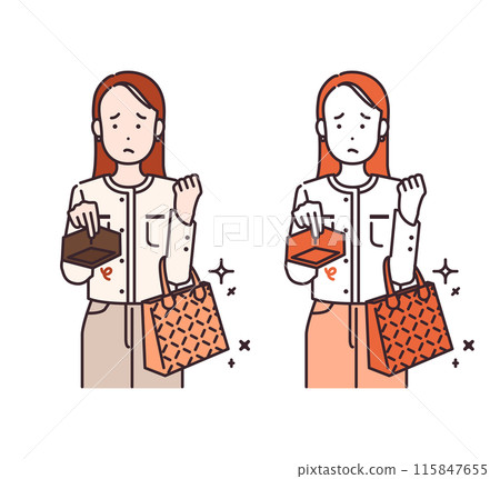 penniless woman carrying a luxury bag illustration penniless woman carrying a luxury bag illustration 115847655
