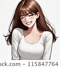 A woman in white with a smile 115847764