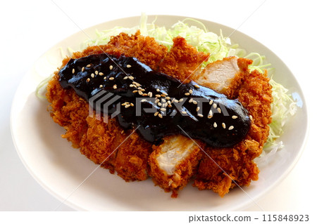 Miso cutlet (pork cutlet) on white background 115848923