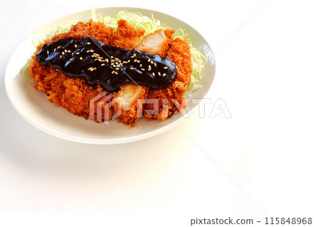 Miso cutlet (pork cutlet) on white background Miso cutlet (pork cutlet) on white background 115848968