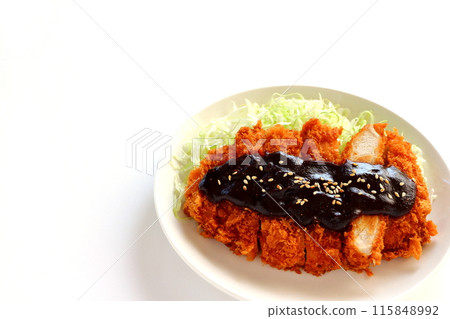 Miso cutlet (pork cutlet) on white background 115848992