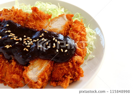Miso cutlet (pork cutlet) on white background 115848998