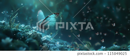 Delicate Nature Background with Butterfly Close Up 115849025