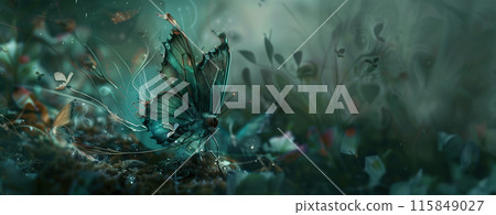 Delicate Nature Background with Butterfly Close Up 115849027