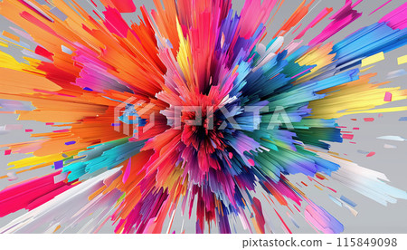 Explosion of Colorful Paints 3D Bright Background 115849098