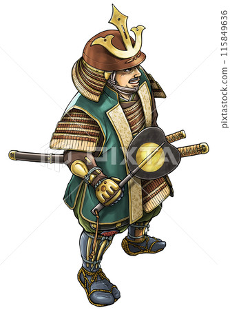 Toyotomi Hidenaga wearing armor and holding a military fan 115849636
