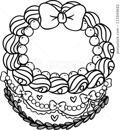 Coquette Vintage cake outline doodle Coquette Vintage cake outline doodle 115849682