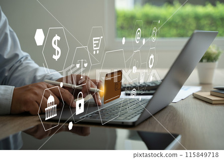 Mobile Payment concept Digital Wallet banking network internet payment 115849718