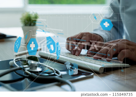 Medical insurancemedical report Health insurance business virtual graph data and growth Medical insurancemedical report Health insurance business virtual graph data and growth 115849735