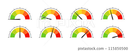Colorful Speedometer Set: Measurement Gauges for Apps and Websites. 115850500
