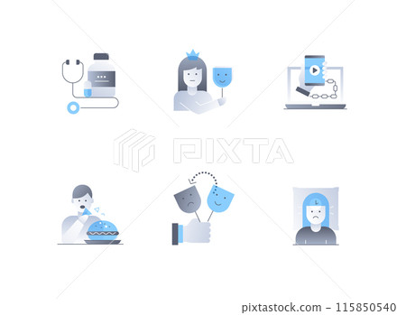 Emotional problems and health - flat design style icons set 115850540