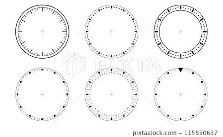 Circles of clock faces for time. Template dial of watch. Blank timer isolated Circles of clock faces for time. Template dial of watch. Blank timer isolated 115850637