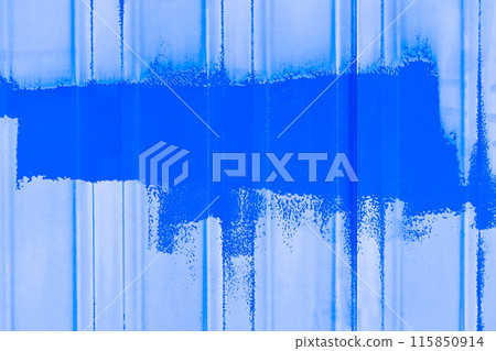 Blue paint brush strokes abstract wall design blank space for text empty light white background pattern metal fence sample Blue paint brush strokes abstract wall design blank space for text empty light white background pattern metal fence sample 115850914