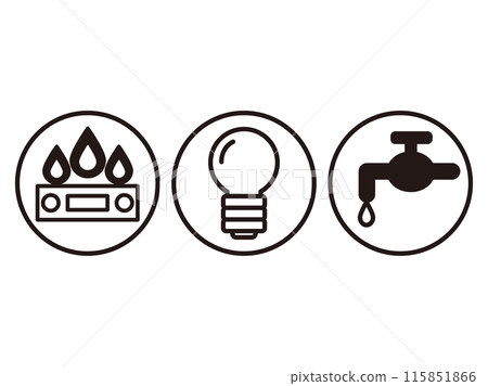 Icon illustration of utility bills for gas, electricity, and water Icon illustration of utility bills for gas, electricity, and water 115851866