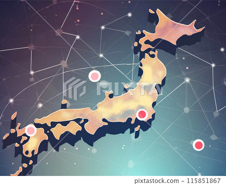 網路業務和業務使用圖像日本地圖 網路業務和業務使用圖像日本地圖 115851867