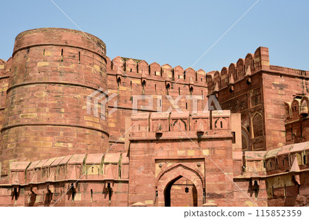 A beautiful view of Agra Fort in India A beautiful view of Agra Fort in India 115852359