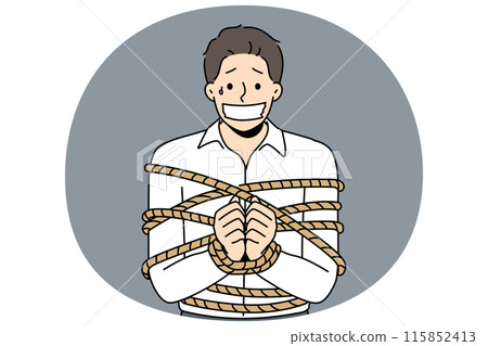 Businessman tied in ropes taken in hostage Businessman tied in ropes taken in hostage 115852413