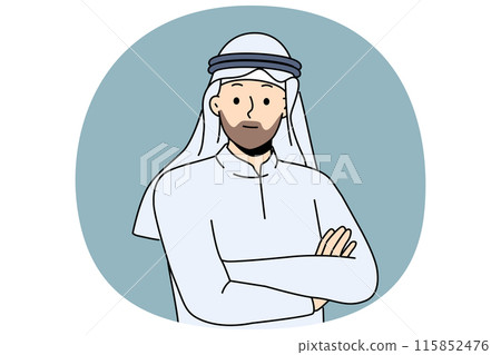 Arabic man in traditional national costume and headwear 115852476