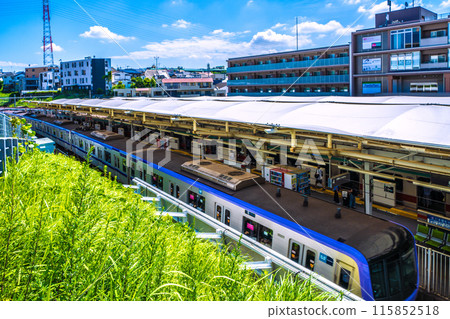 Kawasaki cityscape in Japan, overlooking Tokyu Railway's Kajigaya Station 115852518