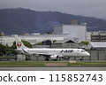 Scenery of Osaka Airport and Itami Airport in the rain, passenger plane taxiing, airplane, J-AIR Embraer 190 115852743