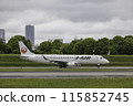 Scenery of Osaka Airport and Itami Airport in the rain, passenger plane taxiing, airplane, J-AIR Embraer 190 115852745