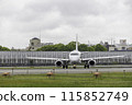Scenery of Osaka Airport and Itami Airport in the rain, passenger plane taxiing, airplane, J-AIR Embraer 190 115852749