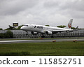 Passenger plane, airplane, J-AIR Embraer 190 landing at Osaka Airport and Itami Airport in the rain 115852751