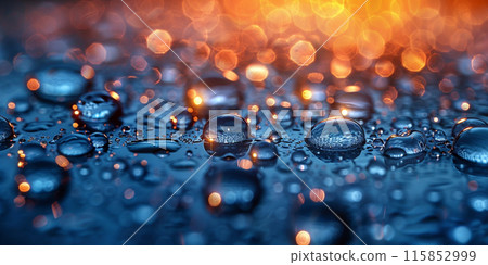 Water drops on the glass with a beautiful bokeh background. 115852999