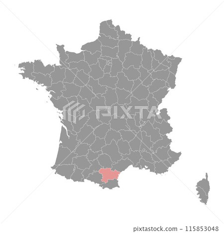 Aude department map, administrative division of France. Vector illustration. Aude department map, administrative division of France. Vector illustration. 115853048