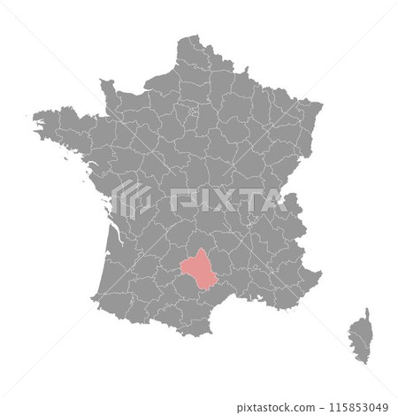 Aveyron department map, administrative division of France. Vector illustration. Aveyron department map, administrative division of France. Vector illustration. 115853049