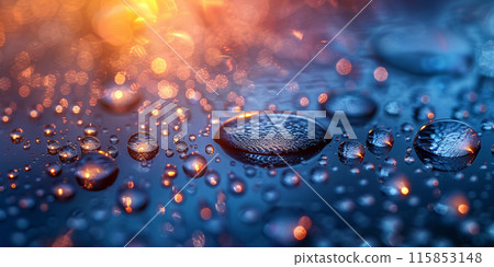 Water drops on the glass with a beautiful bokeh background. 115853148