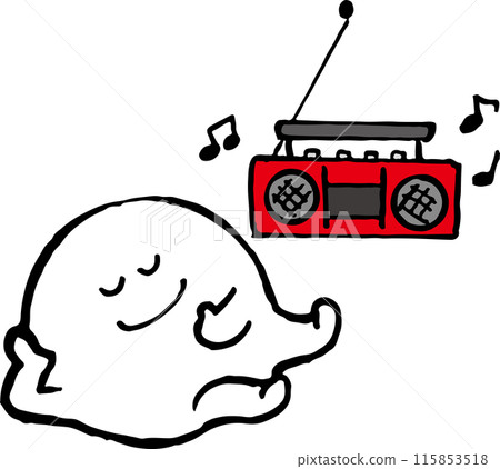 A cute ghost relaxing while listening to music A cute ghost relaxing while listening to music 115853518