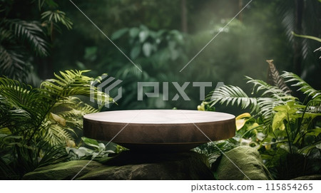 Outdoor stone podium. Generative AI 115854265