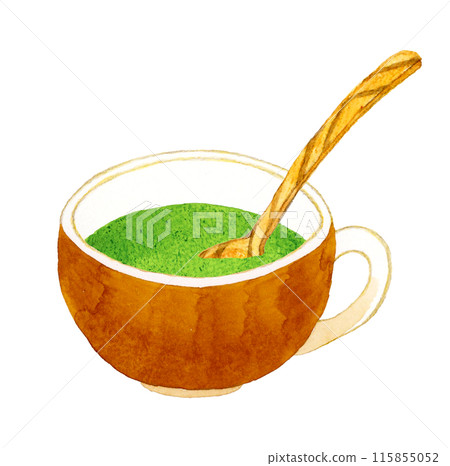 菠菜濃湯和木匙手繪水彩插畫材料,用於烹飪和食物 菠菜濃湯和木匙手繪水彩插畫材料,用於烹飪和食物 115855052
