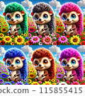 Colorful Hedgehog's Paradise: Enchanted Flower Fantasy 115855415