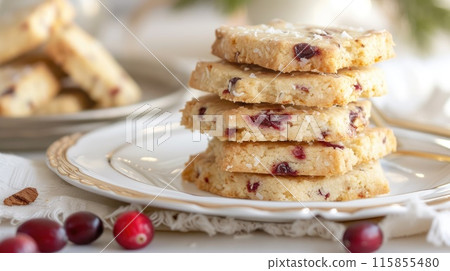 Coconut cranberry shortbread. Generative AI 115855480
