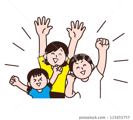 People cheering and supporting in short-sleeved T-shirts 115855757