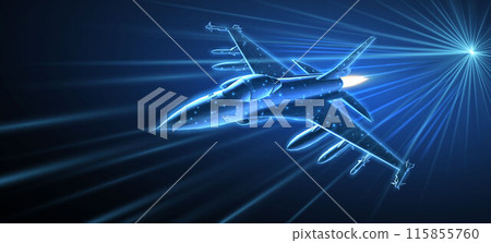 Fighter jet. Military aircraft, Aerospace innovation, AI in Air defense Fighter jet. Military aircraft, Aerospace innovation, AI in Air defense 115855760