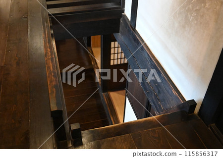 Japanese-style room and retro staircase Japanese-style room and retro staircase 115856317