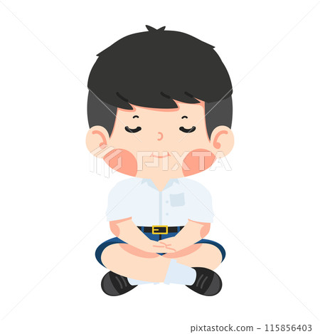 Boy student is sitting in meditation 115856403