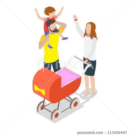 3D Isometric Flat Illustration of Happy Family Set, Playing and Enjoying Time Together. Item 4 3D Isometric Flat Illustration of Happy Family Set, Playing and Enjoying Time Together. Item 4 115856497