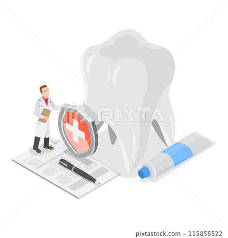3D Isometric Flat Illustration of Dental Care, Dentist Services. Item 3 115856522