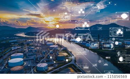 Image of a modernized factory using digital technology and AI 115856569