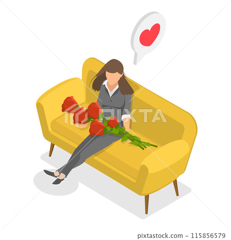3D Isometric Flat Illustration of Mental Health, Mindfulnessa and Positive Thinking. Item 1 115856579